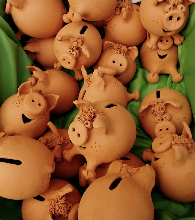 Piggy banks spaarvarkens geld